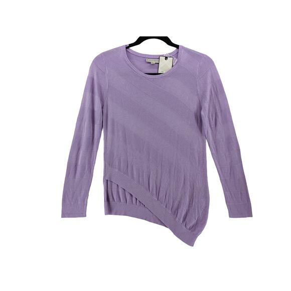Dana Buchman Sweater Large Asymmetrical‎ Hem Purple Lightweight Knit Long Sleeve - Picture 10 of 10